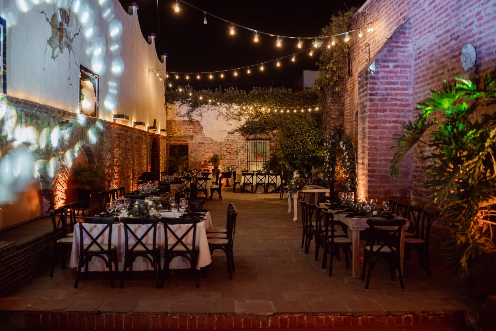 The garden set for dinner
